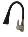 Griferia monocomando pico flexible rociador negro