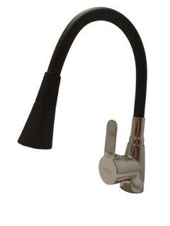 Griferia monocomando pico flexible rociador negro