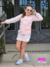 Conjunto Rosa Moletom Short Saia Borboleta - Menina Inverno