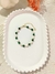 Pulseira Perola Arroz e Malaquita - Folhado Ouro 18K