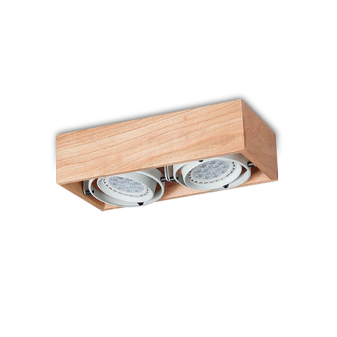Spot Rectangular AR111 2 Luces Movil de Madera Interior Negro 38.5X20.5X10CM Carilux AR/2