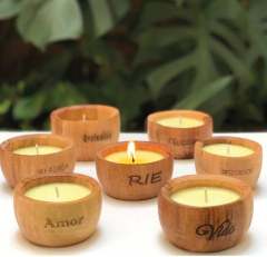 VELA DE SOJA Aromatizada en Cuenco de Madera