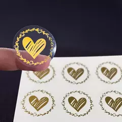 Plancha de 25 stickers corazón dorado o rosa gold. Precio por plancha. - comprar online