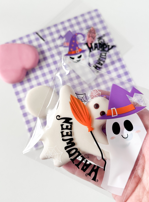 Bolsa opp "Halloween fantasma" 10x10 cms. Pack por 10 unidades.