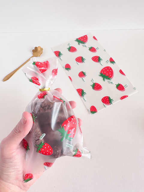 Bolsas frutillas 12x20cms. Pack por 10 unidades.