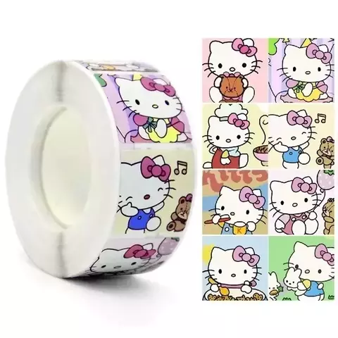Rollo de stickers kitty. Rollo con 500 unidades. - comprar online