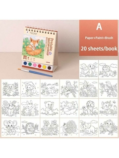 Kit de 20 hojas para pintar+ acuarelas + pincel.