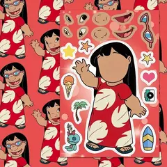 8 planchas de stickers para jugar "Stitch". Precio pack en internet