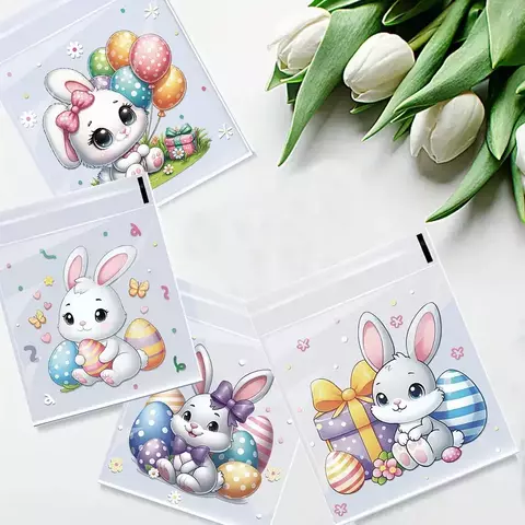 Bolsa opp "Conejos cute" 10x10 cms. Pack por 10 unidades.