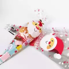 Bolsa triangular papá noel. Pack por 10 unidades.