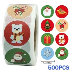 Rollo de stickers navidad x 500 unidades.