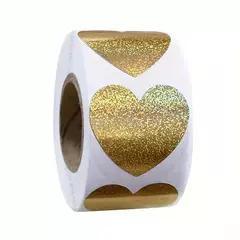 Rollo de stickers x 500 unidades "Corazones". - Capkelitos mayorista