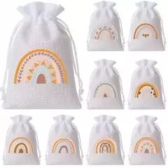 Bolsa arpillera blanca arcoiris. Precio por unidad. en internet
