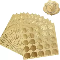 25 Stickers imitación sello de lacre. Color: dorado ó plateado. - comprar online