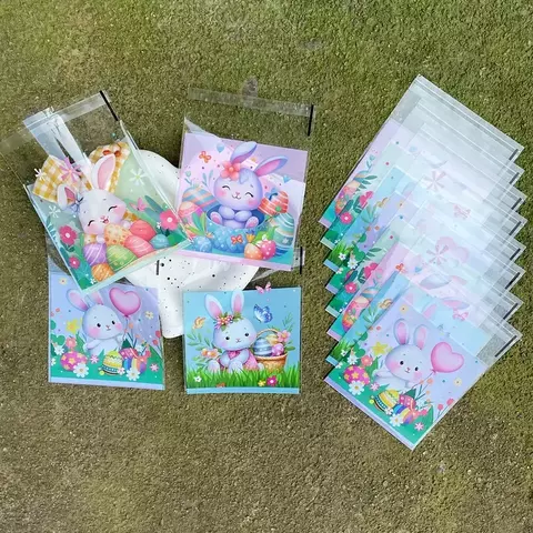 Bolsa opp "Conejos cute 2 "10x10 cms. Pack por 10 unidades.