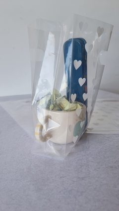 Bolsa riñón con fuelle lateral translúcida con corazones. Precio por unidad. - tienda online