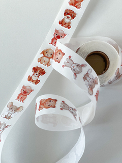 Rollo de stickers animalitos x 500 unidades.