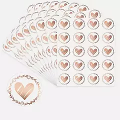 Plancha de 25 stickers corazón dorado o rosa gold. Precio por plancha. - tienda online