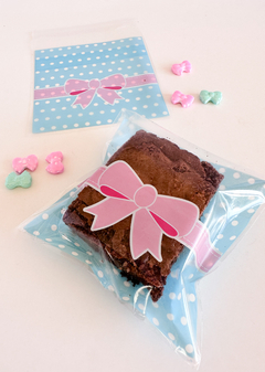 Bolsa opp "Moño" 10x10cms. Pack por 10 unidades. en internet