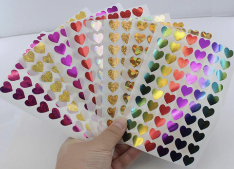 Plancha de stickers corazón. Plancha con 60 unidades. - comprar online