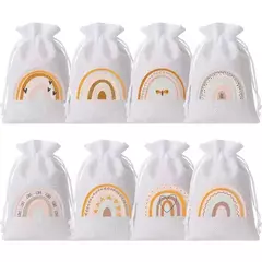 Bolsa arpillera blanca arcoiris. Precio por unidad. - Capkelitos mayorista