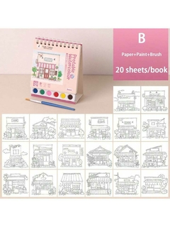 Kit de 20 hojas para pintar+ acuarelas + pincel. en internet