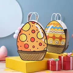 Bolsa de papel con fuelle. Huevo en canasta. Precio por unidad. - Capkelitos mayorista