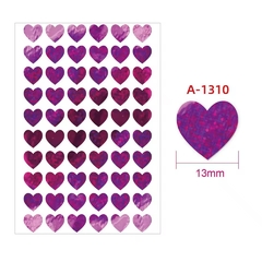 Plancha de stickers corazón. Plancha con 60 unidades.