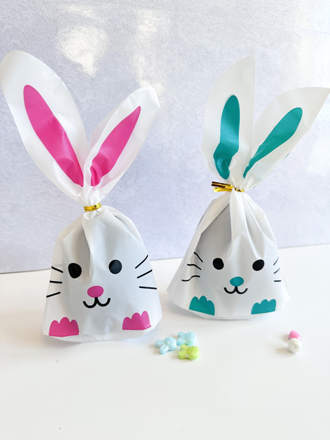 Bolsa cierre orejas "Conejito rosa o verde" varias medidas. Pack por 10 unidades. - comprar online