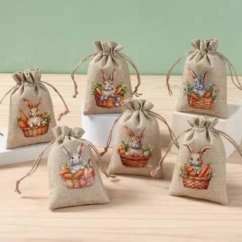 Bolsa arpillera conejos de Pascua de 10x15 cms. Precio por unidad.