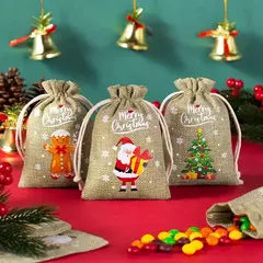 Bolsa arpillera navidad de 10x15 cms. Precio por unidad. - comprar online