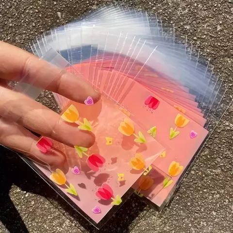 Bolsa opp "Flores" 7x7cms. Pack por 10 unidades.