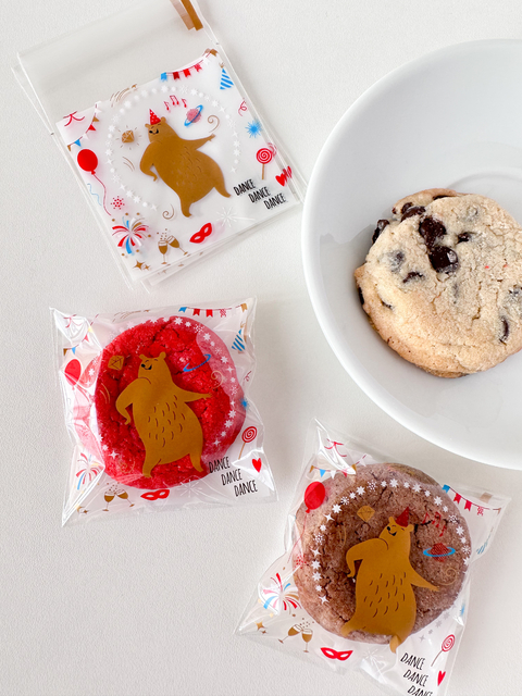 Bolsa opp "Oso party" 7x7cms. Pack por 10 unidades.