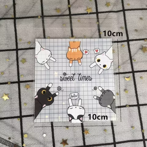 Bolsa opp "Gatitos sweet times" 10x10cms. Pack por 10 unidades.