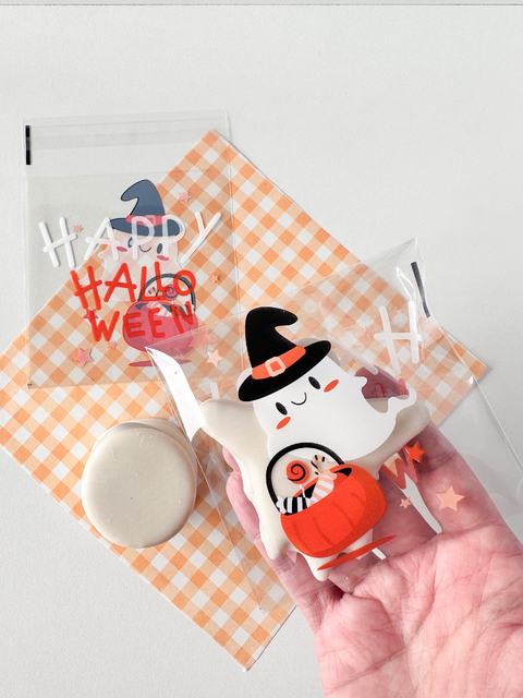 Bolsa opp "Halloween fantasma 2" 10x10 cms. Pack por 10 unidades.