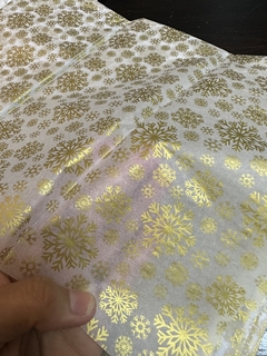 Papel seda copos de nieve dorados. Pack x 10 unidades. - comprar online