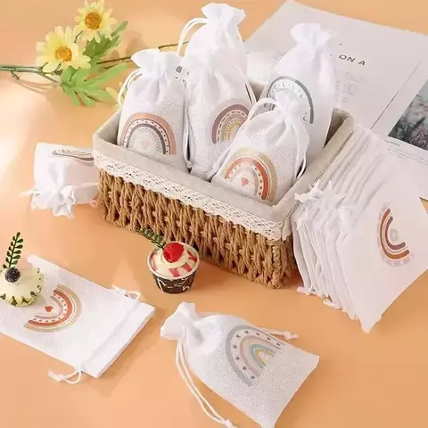 Bolsa arpillera blanca arcoiris. Precio por unidad. - comprar online
