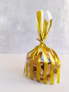 Bolsa transparente "Lineas doradas" .Pack por 10 unidades. - comprar online