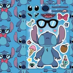Imagen de 8 planchas de stickers para jugar "Stitch". Precio pack