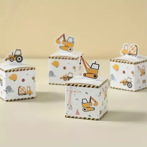 Cajas temática vehículos de construcción. Pack x 6 unidades - comprar online