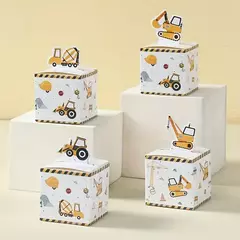 Cajas temática vehículos de construcción. Pack x 6 unidades - Capkelitos mayorista