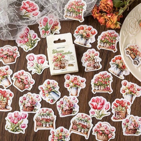 Pack con 46 stickers flores