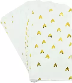 Sobre de papel blanco con corazones dorados. Precio por unidad. - Capkelitos mayorista