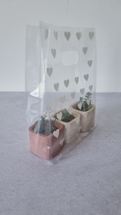 Bolsa riñón con fuelle lateral transparente con corazones. Precio por unidad. - comprar online