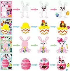 6 planchas de stickers para jugar "Pascua animalitos" - comprar online