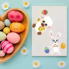6 planchas de stickers para jugar "Pascua animalitos" - Capkelitos mayorista
