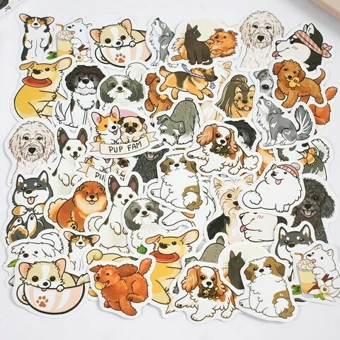 Pack con 30 stickers perritos