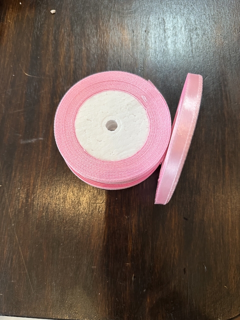 Rollo de cinta bebe de razo color rosa x 20 metros