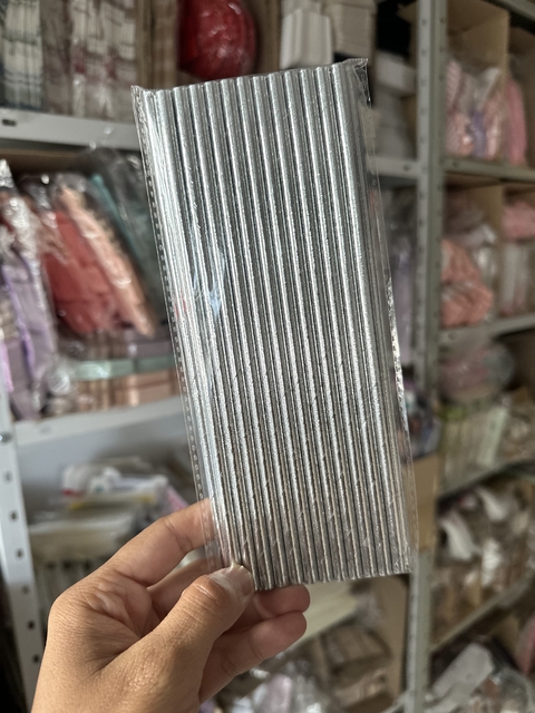 Sorbetes de polipapel plateado x 25 unidades - comprar online