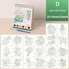 Kit de 20 hojas para pintar+ acuarelas + pincel. - Capkelitos mayorista